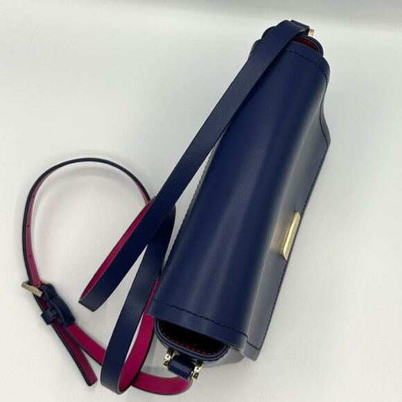 💰 EUC Kate Spade Avva Arbour Hill Smooth Leather Flap Crossbody - Blue/Pink - Picture 11 of 16